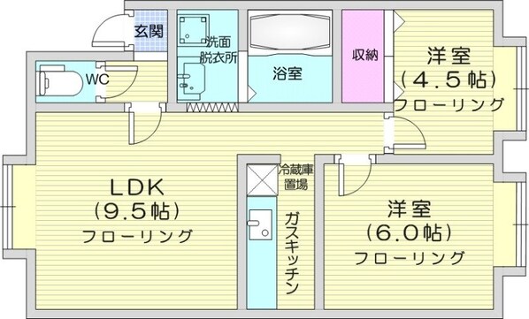 苗穂駅 徒歩19分 2階の物件間取画像